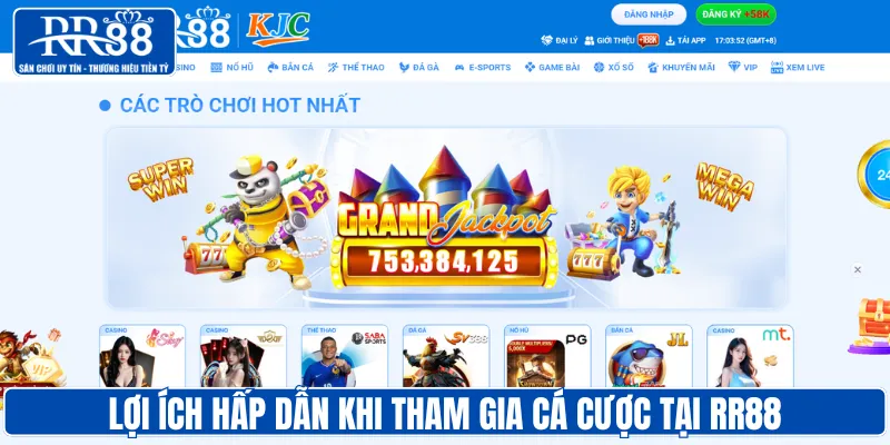 Lợi ích hấp dẫn khi tham gia cá cược tại RR88